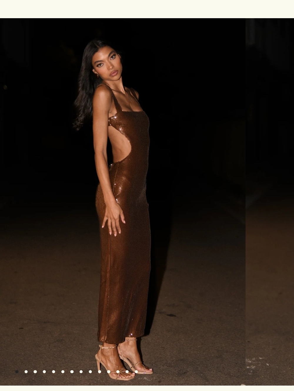 Meshki Adoria Sequin Cut Out Maxi Dress - Chocolate